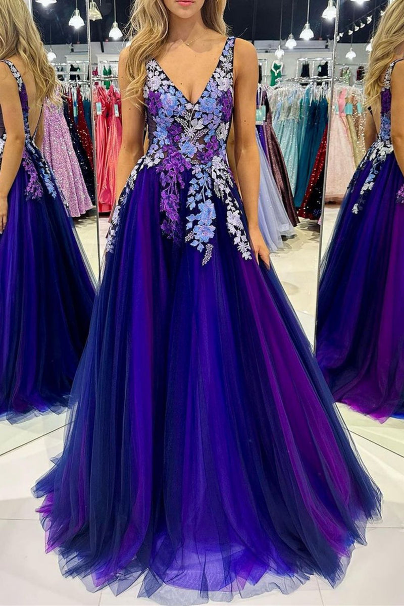 Turquoise and Purple Prom Dresses