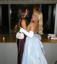 Load image into Gallery viewer, Trendy A Line Strapless Light Blue Long Prom Dress with Bowknot
