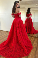 Load image into Gallery viewer, Stunning Princess A-Line Off The Shoulder Long Ruffle Tulle Prom Dress With Split
