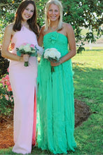 Load image into Gallery viewer, Gorgeous A Line Halter Neck Green Long Prom Dress with 3D Flowers
