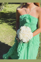 Load image into Gallery viewer, Gorgeous A Line Halter Neck Green Long Prom Dress with 3D Flowers
