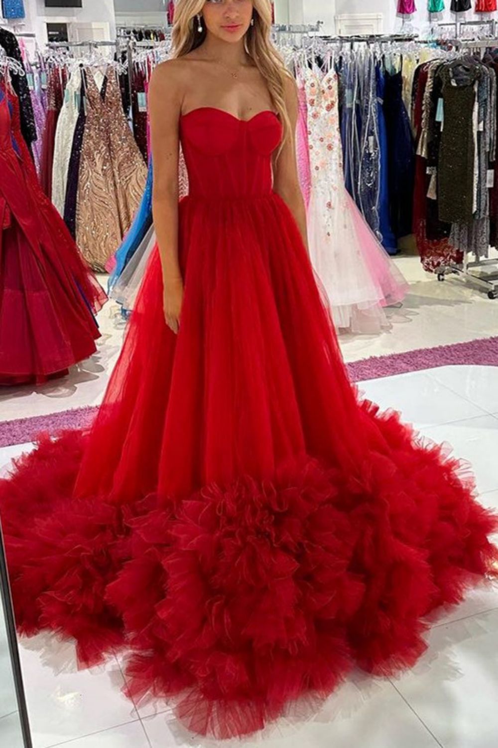 Red Corset Formal Dresses