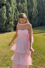 Load image into Gallery viewer, Chic A Line Sweetheart Pink Long Prom Dress with Ruffles
