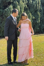 Load image into Gallery viewer, Chic A Line Sweetheart Pink Long Prom Dress with Ruffles
