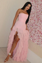 Load image into Gallery viewer, Stunning Sheath Strapless Pink Long Prom Dress with Ruffles
