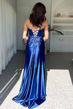 Load image into Gallery viewer, Hot Sexy Mermaid Deep V Neck Royal Blue Long Prom Dress with Criss Cross Back

