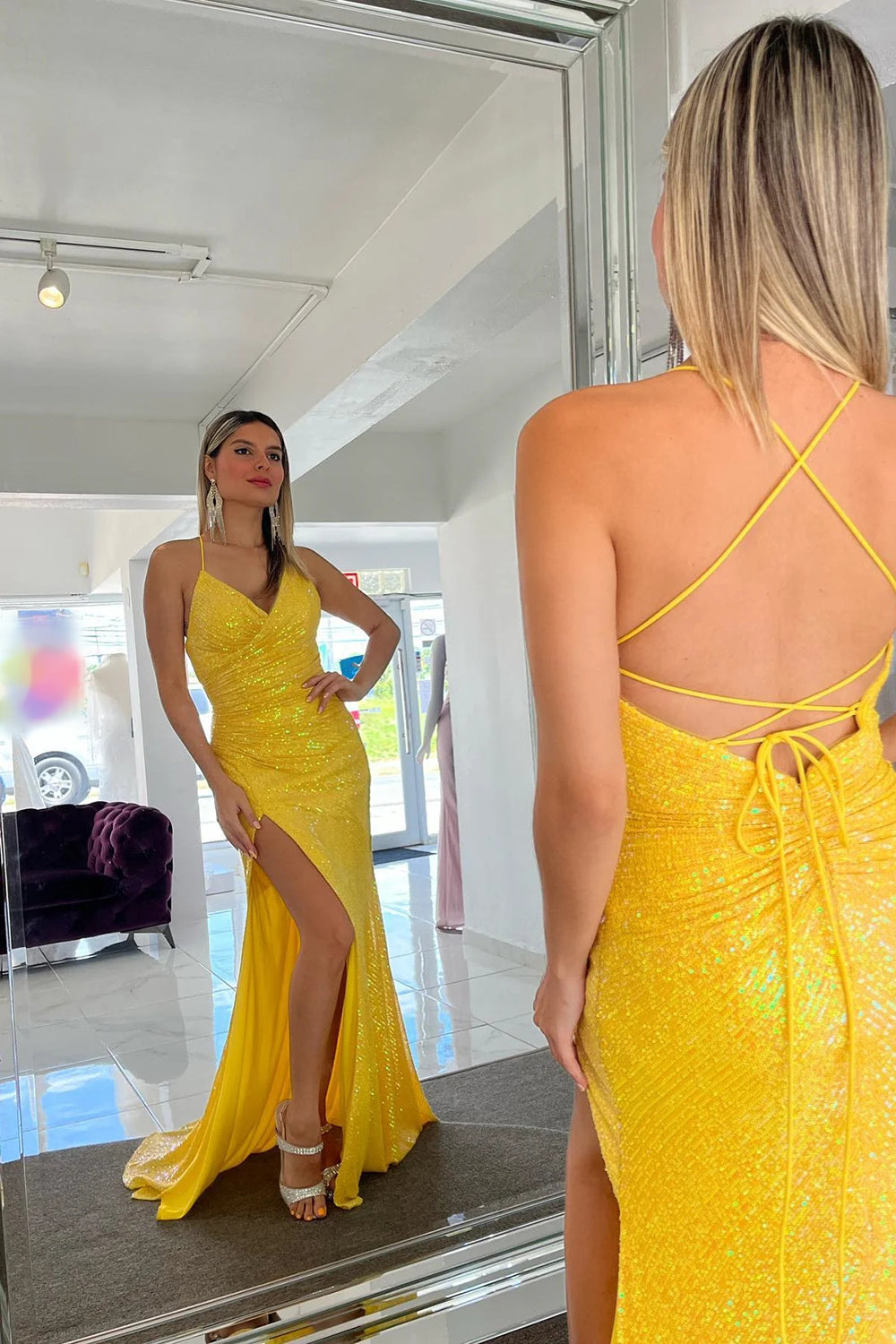 Yellow Spaghetti Strap Dress