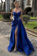 Load image into Gallery viewer, Classic A Line Sweetheart Royal Blue Long Prom Dress with Split Front
