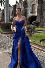 Load image into Gallery viewer, Classic A Line Sweetheart Royal Blue Long Prom Dress with Split Front
