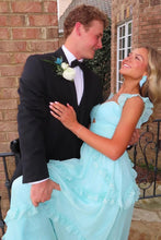 Load image into Gallery viewer, Charming A Line Sweetheart Blue Long Prom Dress with Ruffles
