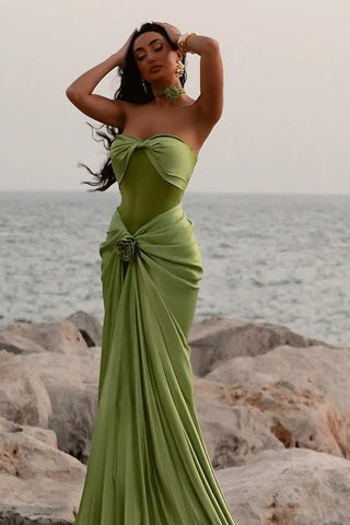 Hot Mermaid Sweetheart Green Long Party Dress with Ruffles