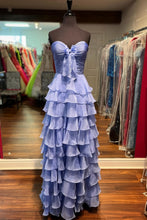 Load image into Gallery viewer, Cute A-Line Sweetheart Zipper Back Tiered Chiffon Prom Dress With Slit
