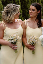 Load image into Gallery viewer, Beautiful A Line Spaghetti Straps Yellow Long Bridesmaid Dress
