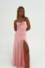 Load image into Gallery viewer, Simple Sheath Spaghetti Straps Red Long Party Dress with Split Front
