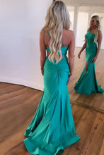 Load image into Gallery viewer, Simple One Shoulder Cutout Waist Mermaid Long Prom Dress With Split
