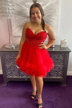 Load image into Gallery viewer, Pretty A-Line Sweetheart Lace Up Short Tulle Homecoming Dress
