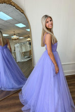 Load image into Gallery viewer, Purple Princess A-Line Spaghetti Straps Long Tulle Prom Dress
