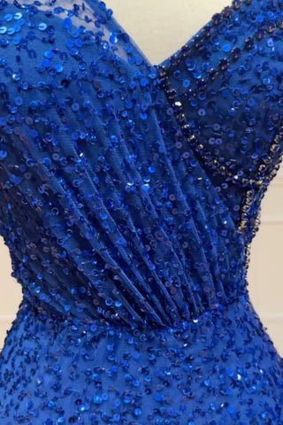 Royal Blue Sparkly Sequin Mermaid Sweetheart Short Homecoming Dress