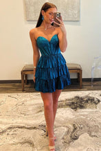 Load image into Gallery viewer, Sparkly Goegeous Sweetheart Short A-Line Tiered Beaded Homecoming Dress
