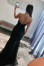 Load image into Gallery viewer, Stunning Black Sweetheart Backless Mermaid Long Prom Dress with Appliques
