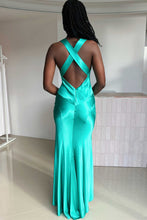 Load image into Gallery viewer, Simple Sheath V Neck Yellow Long Prom Dress with Open Back
