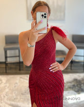 Load image into Gallery viewer, Sexy Mermaid One-Shoulder Tight Burgundy Prom Dress
