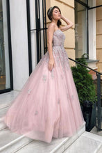 Load image into Gallery viewer, Gorgeous A Line Sweetheart Pink Long Prom Dress with Appliques
