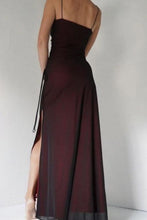 Load image into Gallery viewer, Sheath Spaghetti Straps Burgundy Long Prom Dress with Silt
