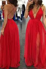 Load image into Gallery viewer, Hot Sexy Spaghetti Straps Red Long Prom Dress with Backless
