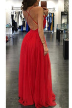 Load image into Gallery viewer, Hot Sexy Spaghetti Straps Red Long Prom Dress with Backless
