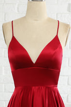 Load image into Gallery viewer, Simple A Line Spaghetti Straps Burgundy Long Prom Dress
