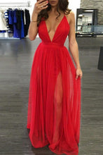 Load image into Gallery viewer, Hot Sexy Spaghetti Straps Red Long Prom Dress with Backless
