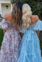 Load image into Gallery viewer, A-Line Off The Shoulder Long Tulle Prom Party Dress With Belt
