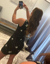 Load image into Gallery viewer, Black One Shoulder Sequin Homecoming Dress With Stars
