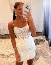 Load image into Gallery viewer, Gorgeous Spaghetti Straps Lace Up Tight Glitter Homecoming Dress
