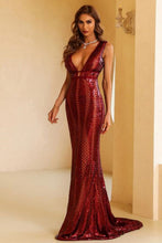 Load image into Gallery viewer, Sexy Mermaid Sweap Train Deep V Neck Prom Dress

