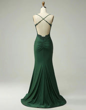 Load image into Gallery viewer, Mermaid Elastic Satin Spaghetti Straps Prom Dress
