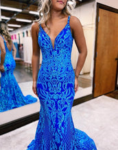 Load image into Gallery viewer, Mermaid V-Neck Gorgeous Patterns Prom Dress
