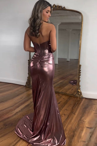 Newly Metallic Mermaid Sweetheart Long Prom Dress With Split