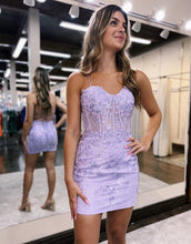 Load image into Gallery viewer, Pretty Bodycon Corset Homecoming Dress With Lace Detail

