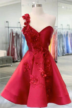 Load image into Gallery viewer, Red A-line One Shoulder Homecoming Dress With Beading
