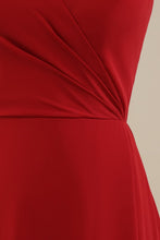 Load image into Gallery viewer, Red Floor Length Spaghetti Straps Chiffon Bridesmaid Dress
