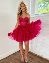 Load image into Gallery viewer, Red Sweetheart A-Line Short Tulle Homecoming Dress
