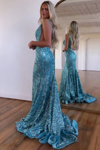 Load image into Gallery viewer, Sexy Sparkly Sequin Deep V-Neck Long Corset Prom Party Dress
