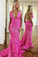 Load image into Gallery viewer, Sexy Sparkly Sequin Deep V-Neck Long Corset Prom Party Dress
