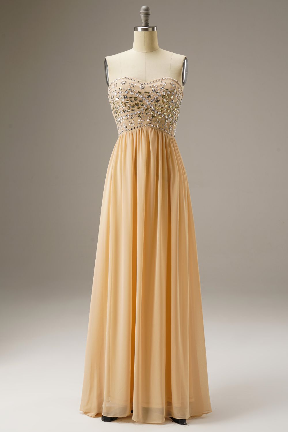 empire sweetheart floor length chiffon dress